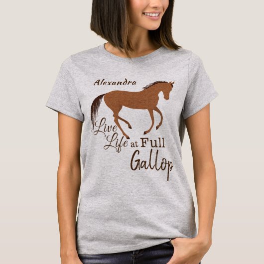 Rustic Horse Faux Leather Live Life Full Gallop T-shirt (Voorkant)
