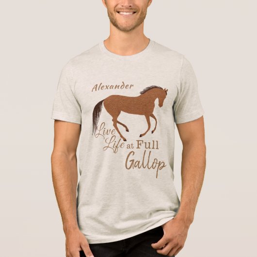 Rustic Horse Faux Leather Live Life Inspiratie Tri-Blend Shirt (Voorkant)
