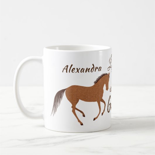 Rustic Horse Faux Leather Live Life Motivatie Koffiemok (Links)