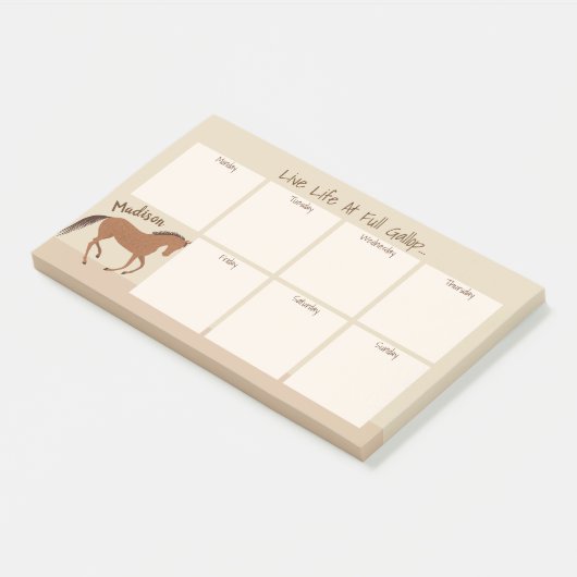 Rustic Horse Faux Leather Pony Weekagenda Post-it® Notes (Schuin)