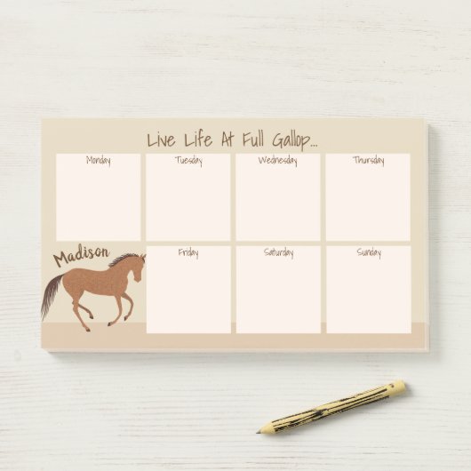 Rustic Horse Faux Leather Pony Weekagenda Post-it® Notes (Op bureau)
