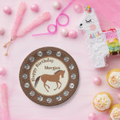 Rustic Horse Faux Leather Silver Concho Verjaardag Papieren Bordje (Feest)