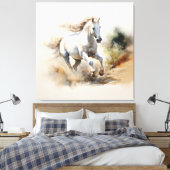 Rustic Horse: Field of Dreams Waterverf Schilderij Canvas Afdruk (Insitu (Slaapkamer))