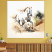 Rustic Horse: Field of Dreams Waterverf Schilderij Canvas Afdruk (Insitu (Woonkamer))