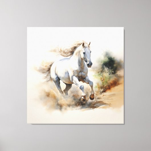Rustic Horse: Field of Dreams Waterverf Schilderij Canvas Afdruk (Voorkant)