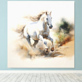 Rustic Horse: Field of Dreams Waterverf Schilderij Canvas Afdruk (Insitu (Houten vloer))