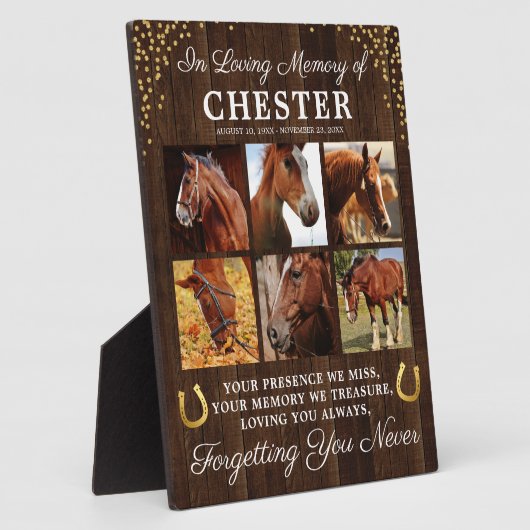 Rustic Horse Herdenking Foto Collage Fotoplaat (Zijkant)