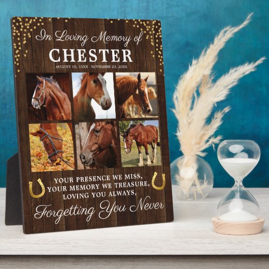 Rustic Horse Herdenking Foto Collage Fotoplaat (Zijkant)