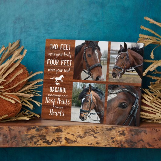 Rustic Horse Memorial Equine Photo Collage Plaque Fotoplaat (Zijkant)