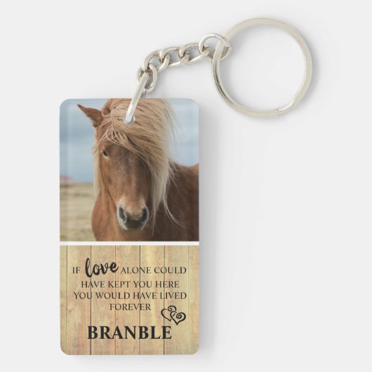 Rustic Horse Memorial Foto Keepslag Sleutelhanger (achterkant)