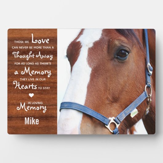 Rustic Horse Memorial Keepslag Fotoplaat (voorkant)
