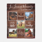 Rustic Horse Memorial Personalized Pet Loss Photo Fleece Deken (Voorkant)