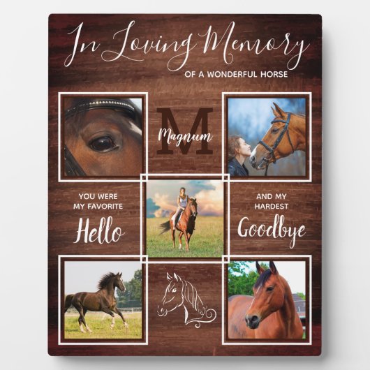 Rustic Horse Memorial Personalized Pet Loss Photo Fotoplaat (Voorkant)