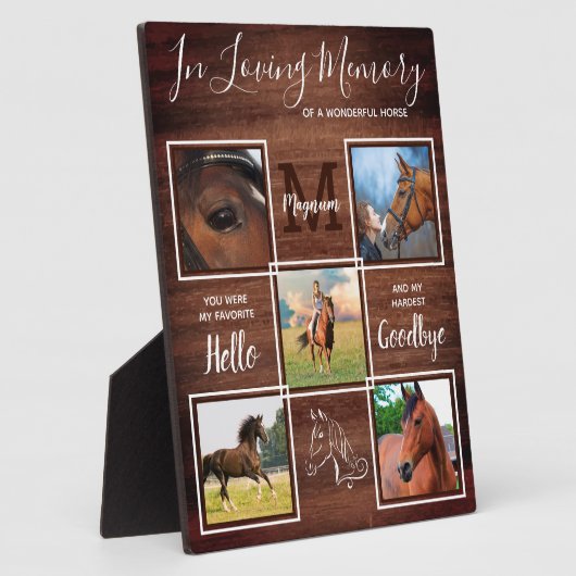 Rustic Horse Memorial Personalized Pet Loss Photo Fotoplaat (Zijkant)