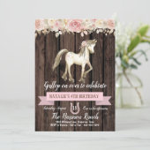 Rustic Horse Waterverf Flower Pony verjaardagsfees Kaart (Staand voorkant)