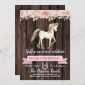 Rustic Horse Waterverf Flower Pony verjaardagsfees Kaart (Voorkant / Achterkant)
