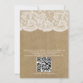 Rustic Horseshoe On Kraft & Lace QR Code Wedding Kaart (Achterkant)
