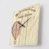 Rustic Hot Air Balloon Personalized Kitchen Clock Vierkante Klok (Hoek)
