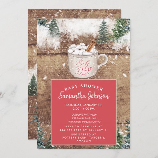 Rustic Hot Chocolate Baby Het is een koude buitenk Kaart (Voorkant / Achterkant)