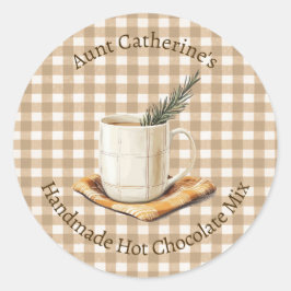 Rustic Hot Chocolate Mix Christmas Brown Gingham  Ronde Sticker