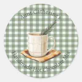 Rustic Hot Chocolate Mix Christmas Green Gingham  Ronde Sticker