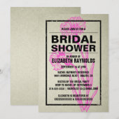 Rustic Hot Pink Bridal Shower-uitnodigingen Kaart (Voorkant / Achterkant)