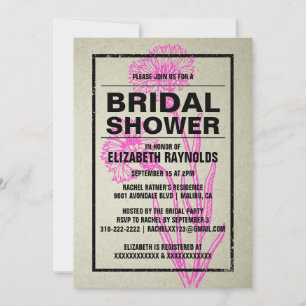 Rustic Hot Pink Bridal Shower-uitnodigingen Kaart