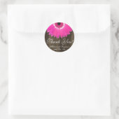 Rustic Hot Pink Daisy Wedding Bedankt Sticker (Tas)