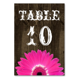 Rustic Hot Pink Daisy Wedding Table Number Card Kaart