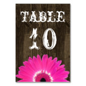 Rustic Hot Pink Daisy Wedding Table Number Card Kaart (Achterkant)