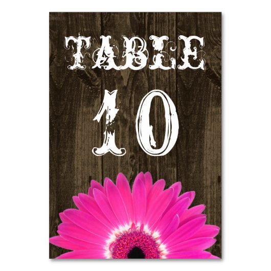 Rustic Hot Pink Daisy Wedding Table Number Card Kaart (Achterkant)
