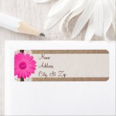 Rustic Hot Pink Gerber Daisy Return Address Labels (Insitu)