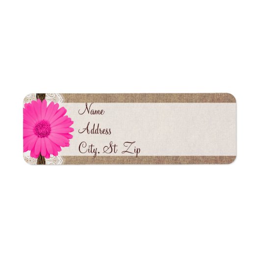 Rustic Hot Pink Gerber Daisy Return Address Labels (Voorkant)