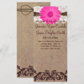Rustic Hot Pink Gerber Daisy Wedding Program Programmakaart (Voorkant / Achterkant)