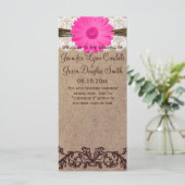 Rustic Hot Pink Gerber Daisy Wedding Program Programmakaart (Staand voorkant)