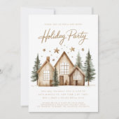 Rustic House Cabin Mountain Holiday Party Kaart (Voorkant)