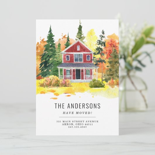 Rustic House Forest Bossen We hebben Herfst verhui Aankondiging (Staand voorkant)