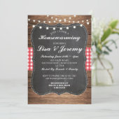 Rustic Housewarming Red Gingham Chalk Invite Kaart (Staand voorkant)