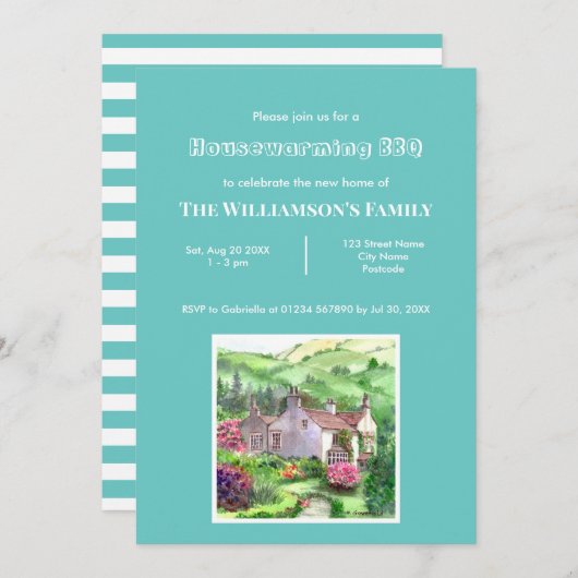 Rustic Housewarming Rydal Mount House Painting Kaart (Voorkant / Achterkant)