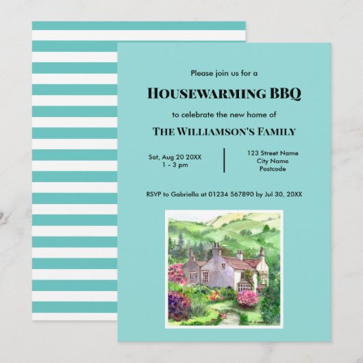 Rustic Housewarming Rydal Mount House Painting Kaart (Voorkant / Achterkant)