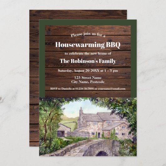 Rustic Housewarming Stone Bridge Farmhouse Kaart (Voorkant / Achterkant)