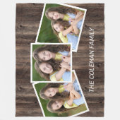 Rustic Hout 3 Foto Familienaam Fleece Deken (Voorkant)