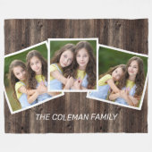 Rustic Hout 3 Foto Familienaam Fleece Deken (Voorkant (Horizontaal))