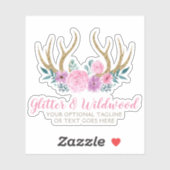 Rustic Hout & Aquarel Bloemengewei Boho Logo Sticker (Vel)