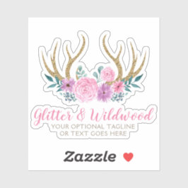 Rustic Hout & Aquarel Bloemengewei Boho Logo Sticker