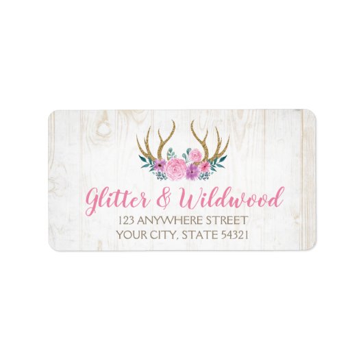 Rustic Hout & Aquarel Bloemenslingers Geweien Boek Etiket (Voorkant)