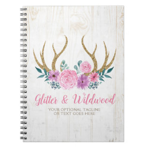 Rustic Hout & Aquarel Bloemenslot Takken Boetiek Notitieboek