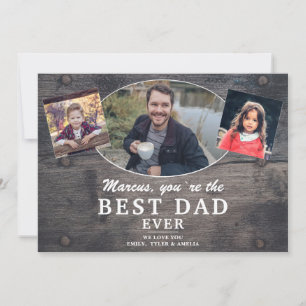 Rustic Hout Beste Papa Ooit Foto Vaderdag Feestdagenkaart