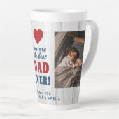 Rustic Hout Beste Papa Ooit Rode Hart 2 Foto Latte Mok (Rechterhoek)