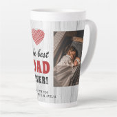 Rustic Hout Beste Papa Ooit Rode Hart 2 Foto Latte Mok (Rechterhoek)